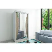 Minio Kledingkast 120 cm, model MONACO, wit / Sonoma eikenhout