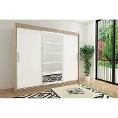 Minio Garderobekast 250 cm, model ROMA, kleur Sonoma eik / wit