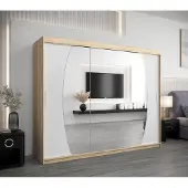 Minio Garderobekast 250 cm, model ELYPSE, Sonoma eikenhout/mat wit