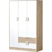 Minio , garderobekast 120 cm, 3 planken, model "Nimes", licht eikenhout / wit