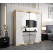 Minio Garderobe 180 cm, model ELYPSE, Sonoma eikenhout/mat wit