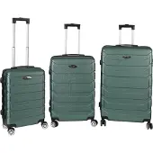 H4L Trolleykoffer, reiskoffer, 3-delige kofferset, harde schalenkoffer, groen, maten S, M, L