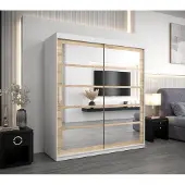Minio Garderobekast 180 cm ROMA 2, wit / Sonoma eikenhout