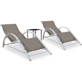 Syfax Ligbedden 2 st met tafel aluminium taupekleurig