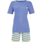 Ringella Katoen gestreepte shortama blauw - Blauw - Maat - 40