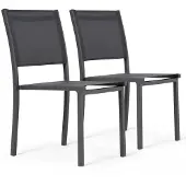 Oviala - Set van 2 grijze en textilène tuinstoelen - Nice
