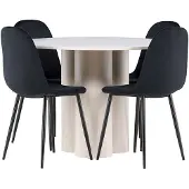 Ebuy24 Olivia eethoek tafel Ø110cm en 4 velours stoelen beige.