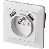 Emos Stopcontact met USB-poort, 2,1A max., wit, modelnummer 71886