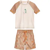 Playshoes UV-bescherming 'Wildtiere' sand / mokka / lichtgroen / oranje