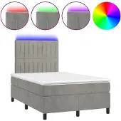 vidaXL Boxspring met matras en LED fluweel lichtgrijs 120x190 cm