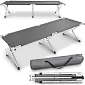Tresko XXL Campingbed Veldbed 210 x 72 x 45 cm Metalen Buis | Belastbaar tot 150 kg | Opklapbaar Logeerbed met Draagtas | Lichtgewicht Klapbed voor Camping Festival Vissen Tuin