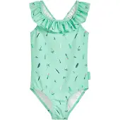 Playshoes Badpak 'Surfbrett Palme' navy / mintgroen / lichtoranje / wit
