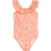 Playshoes Badpak 'Surfbrett Palme' beige / donkerblauw / donkeroranje / poederroze