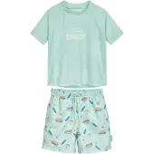 Playshoes UV-bescherming 'Surf-Bus' ecru / cyaan blauw / mintgroen / roestrood