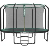 Songmics Ronde tuintrampoline met veiligheidsnet, Zwart + Donkergroen / 366 cm