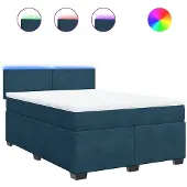 vidaXL Boxspring met matras fluweel blauw 160x200 cm