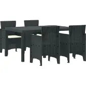 vidaXL Tuinset, 5-delig, antraciet, polyrotan