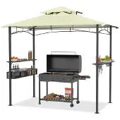 LZQ Barbecuepaviljoen BBQ-grillluifel Weerbestendig Tuinprieel BBQ-gazebo Luifel - Beige