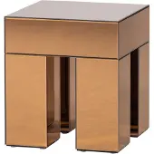 Woood Mirrox Bijzettafel - Hout/Spiegelglas - Bruin - 50x45x45