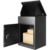 Happyment Anti-Diefstal Mailbox - Pakketbrievenbus - Muur Gemonteerd - Waterdicht - Zwart