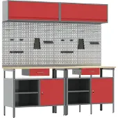 Syfax Werkbankset 8 st Rood en Grijs Gepoedercoat staal
