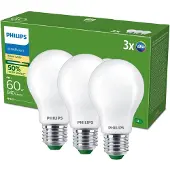 Philips LED lamp E27 | Peer A60 | Ultra Efficient | 2700K | 4W (60W) | 3 stuks