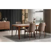 AEA Esszimmer Gruppe Essgruppe Essecke Esstisch Stühle 7tlg Holz Braun