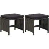 Syfax Tuinkrukken 2 st met kussens poly rattan zwart