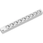 Bachmann 333.401 19 inch Stekkerdoos voor patchkast 1 HE Geaarde contactdoos Lichtgrijs