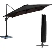 Happy Garden Offset parasol MOLOKAI vierkant 3x3m zwart + hoes
