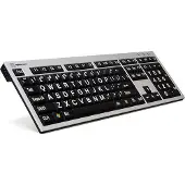 Logickeyboard XL-Print, aluminium, wit op zwarte achtergrond, FR (PC/Slim)