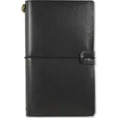 Peter Pauper Press Notitieboek - Voyager - Leder cover - Black - met koordsluiting - 12x20 cm