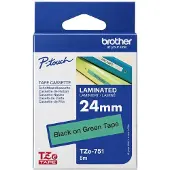 Brother Tape TZe-751 Zwart op groen (24 mm)