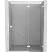 Mexen Lunar douchedeur scharnierend rechts 130 , transparant, wit - 834-130-000-20-00-P