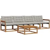 vidaXL Buiten bank set 5 st Natuurlijk en Licht Grijs