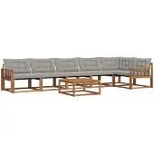 vidaXL Buiten bank set met kussen 7 pcs Natuurlijk en Licht Grijs