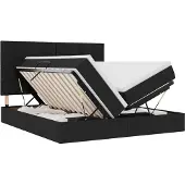 vidaXL Opbergbed met hoofdeinde met opslag Zwart 200 x 200 cm Stof