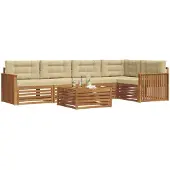 vidaXL Buiten bank set 6 st Natuurlijk en Beige