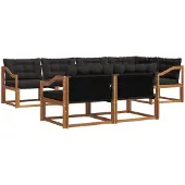 vidaXL Buiten bank set 7 st Naturel en Zwart