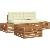 vidaXL 4 st Buiten bank set Massief Acacia Hout en Polyester