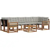 vidaXL Buiten bank set 8 st Natuurlijk en Licht Grijs