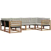 vidaXL Buiten bank set 6 st Natuurlijk en Licht Grijs