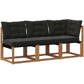 vidaXL 3 st Outdoor Midden- en Hoekbank Naturel