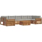 vidaXL Buiten bank set 8 st Natuurlijk en Licht Grijs
