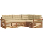 vidaXL Buiten bank set 4 st Natuurlijk en Beige