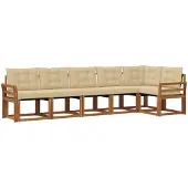 vidaXL Buiten bank set 6 st Natuurlijk en Beige