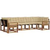 vidaXL Buiten bank set 7 st Natuurlijk en Beige