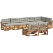 vidaXL Buiten bank set 8 st Natuurlijk en Licht Grijs