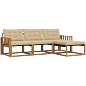 vidaXL Buiten bank set 4 st Natuurlijk en Beige