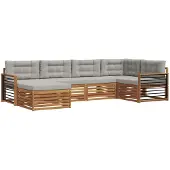 vidaXL Buiten bank set 6 st Natuurlijk en Licht Grijs